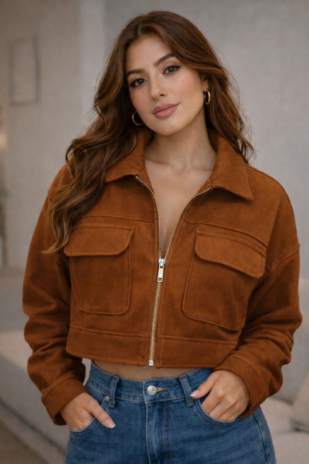 Chaqueta Aura Crop Paño