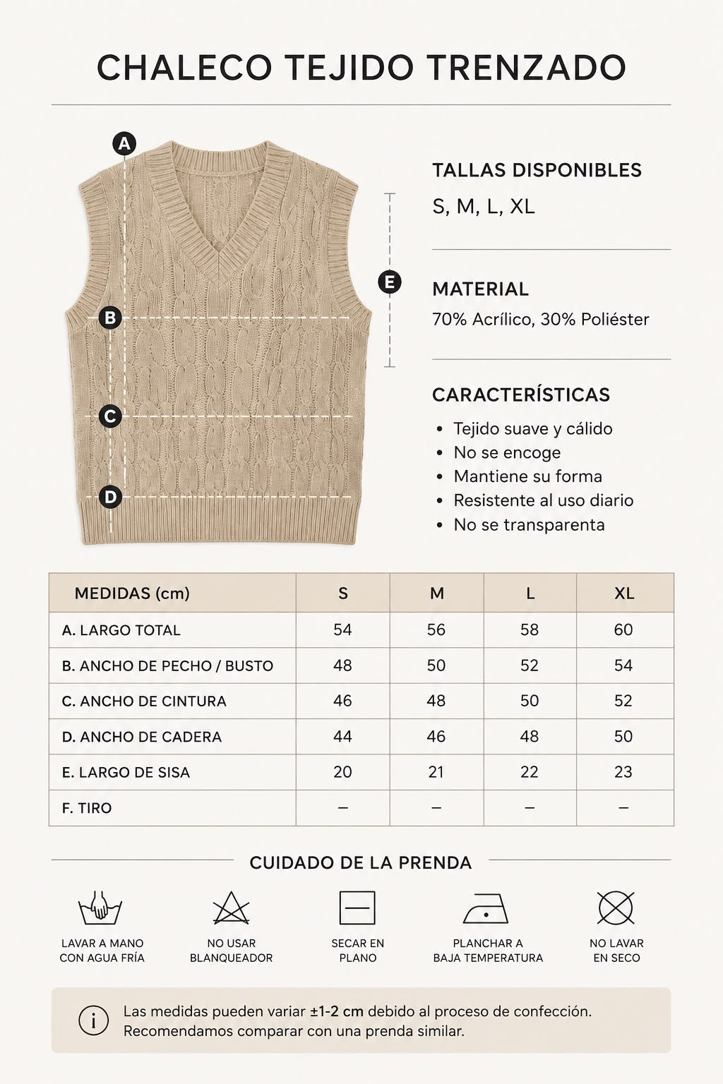 Chaleco Tejido Trenzado